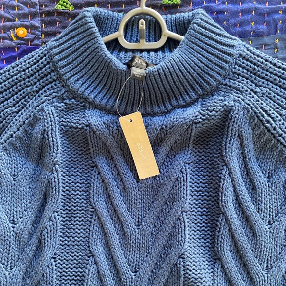 J.Crew Cable-Knit Mockneck Sweater (size m, blue) - Picture 2 of 4